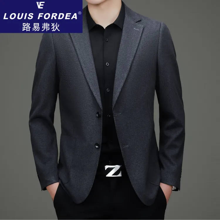 纯色简约休闲男士西装秋冬新款中年商务时尚百搭单件西服外套男装
