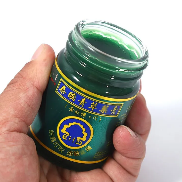 泰国原装进口正品金臥佛青草膏驱蚊止痒防蚊叮咬绿膏清凉油老牌子