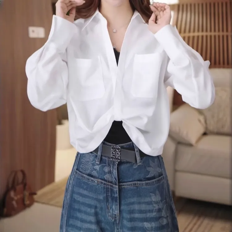 欧货气质时尚小个子百搭小衫女秋季新品洋气别致减龄宽松显瘦衬衣
