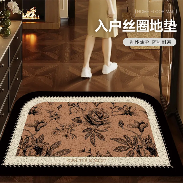 中古风丝圈入户门地垫家用门口进门耐脏防滑脚垫复古高级感可裁剪