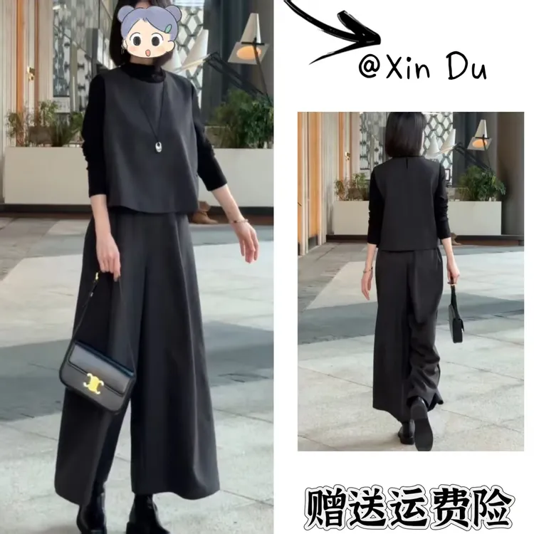 2025秋季新款时尚显瘦气质女士网红洋气三件套百搭款D22895
