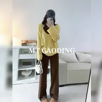 MT GAODING 针织吊带+抽绳连帽V领长袖针织衫+休闲裤套装