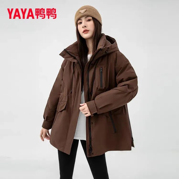 YAYA/鸭鸭新款韩版立体显瘦时尚短款派克羽绒休闲冬装YE3B631025L
