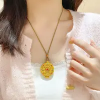 合金吊坠 韦雪同款烧蓝十字金刚杵八宝罗盘吊坠镂空嘎乌盒毛衣链