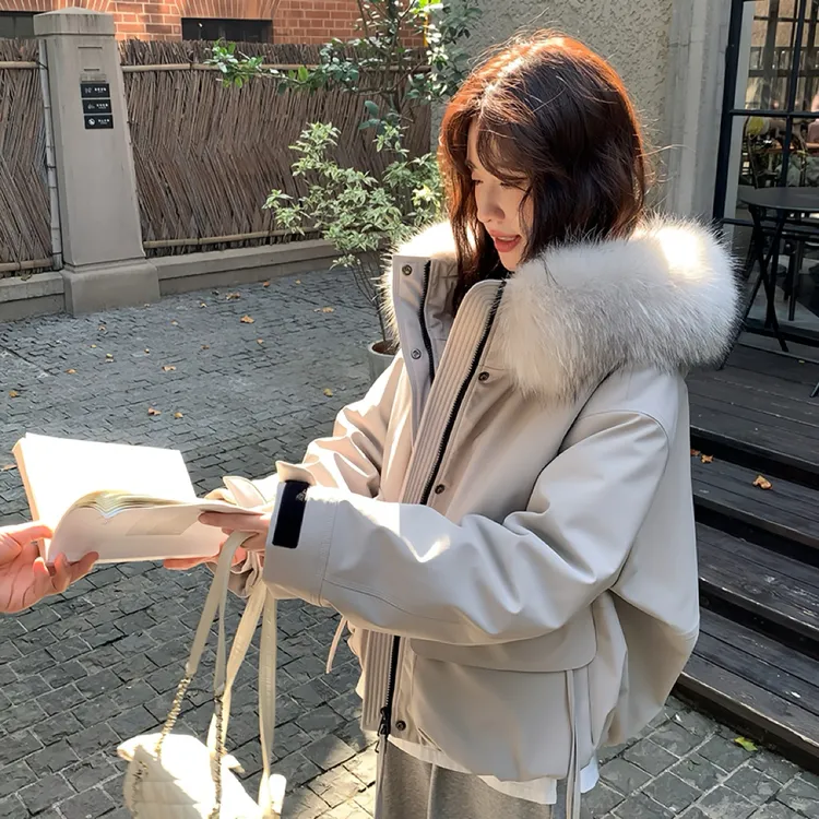 棉服女冬季2025年新款韩版宽松 ins大毛领加厚棉衣小个子保暖外套