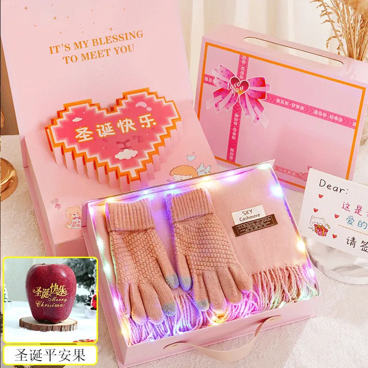 圣诞节生日礼物冬季新款围巾触屏手套送女朋友老婆送闺蜜保暖精致