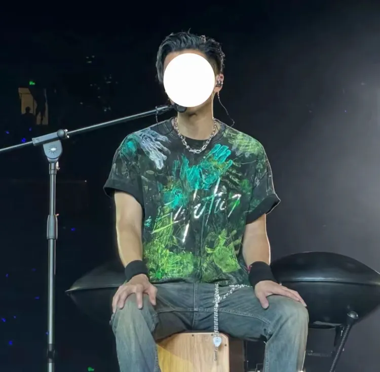 BALANCE RULE霆锋杭州演唱会同款水洗手绘宽松短袖宽松印花t恤男