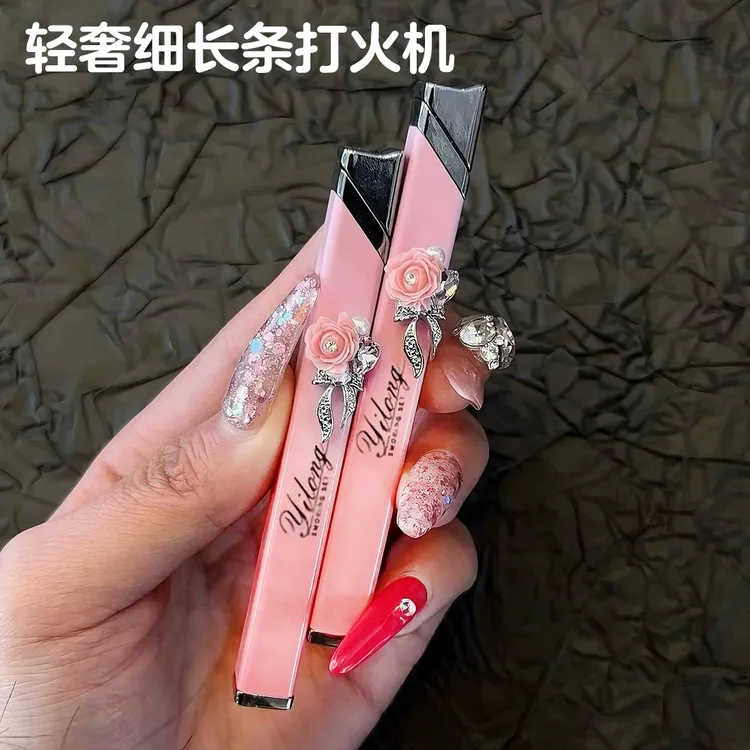 高颜值迷你细长条蝴蝶花海手工创意个性轻奢打火机送女友闺蜜礼物