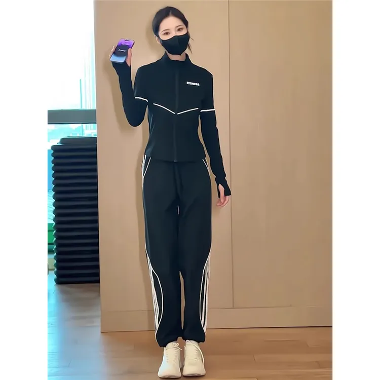 休闲运动服套装女春秋季2025新款时尚洋气减龄修身跑步两件套显瘦