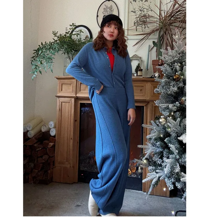 2025秋季新款100%羊绒香蕉裤时尚ins风显腿长针织羊绒裤保暖简约