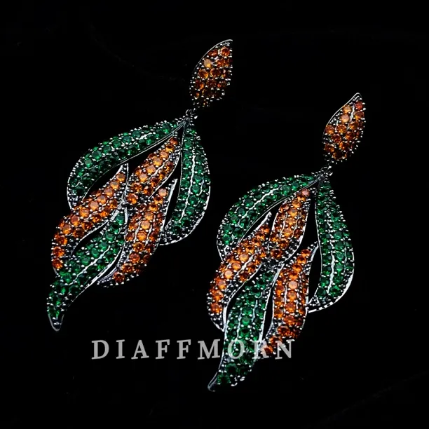 铜合金合成锆石耳饰 DFM《悠悠岁月》 重工满镶高级感耳环