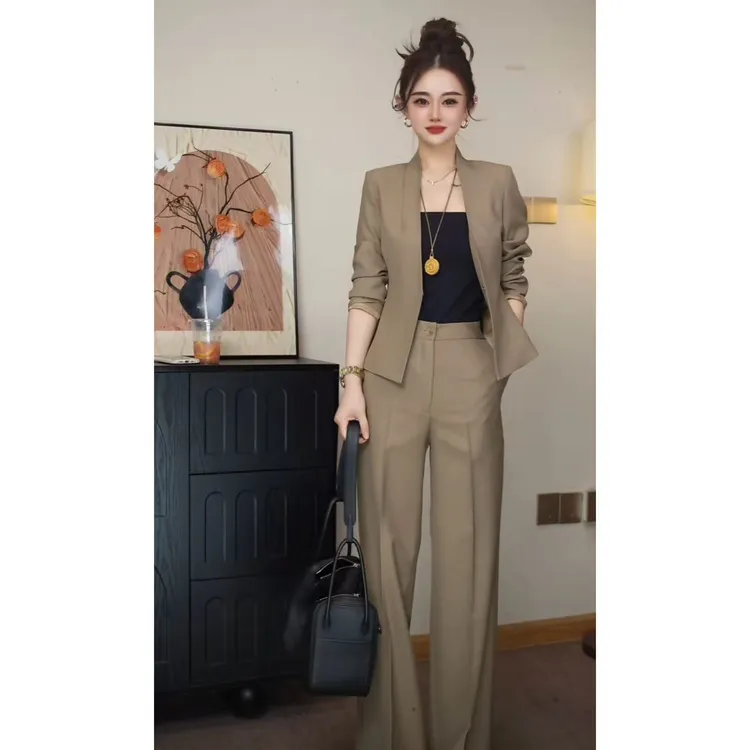（分开拍）气质西装外套女高级感简约显瘦V领收腰西服休闲百搭长裤