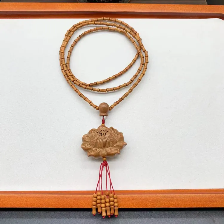 【福运莲莲】山东老桃木竹节108颗大莲花项链转运避/邪秋冬毛衣链