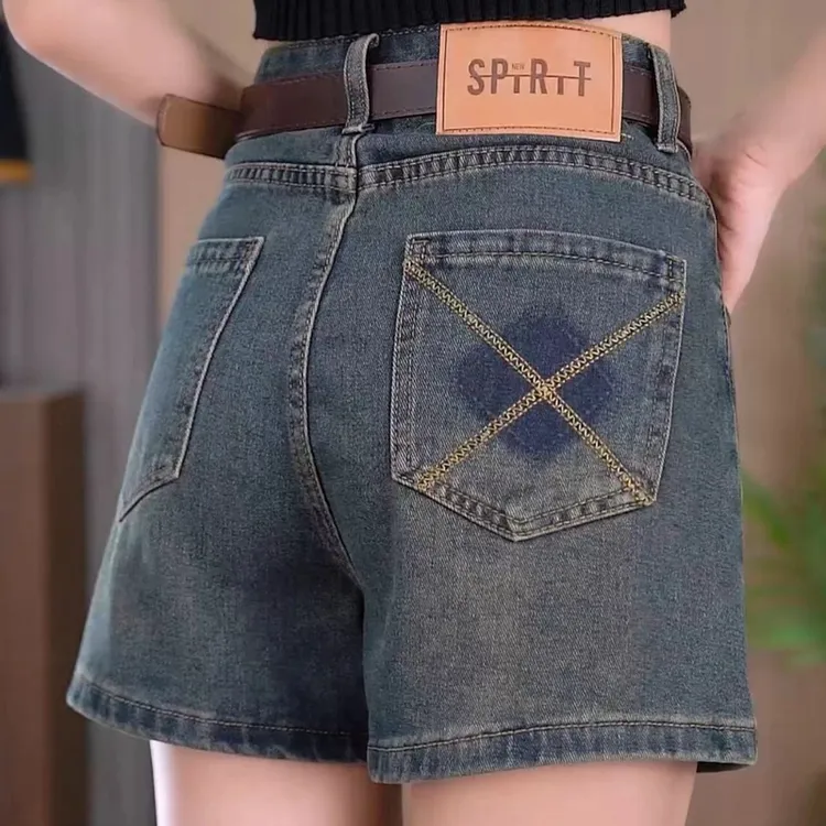 裤子短裤牛仔高腰休闲夏季薄款宽松大码显瘦时尚百搭女士阔腿潮流