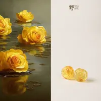 【黄玫瑰】琥珀耳钉925银气质小众珠宝