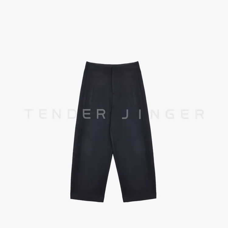 Tender Jinger｜线下专供羊毛连腰垂感弧形休闲九分裤T54SAI50540