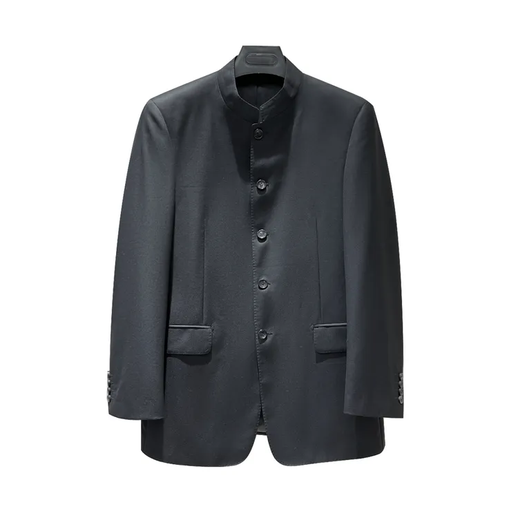 丹戈D亚（意大利Reda130支羊毛面料）黑色中山装立领夹克201353