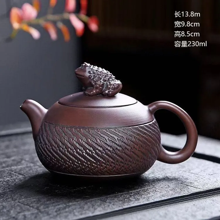 紫陶凤鸣壶家用单壶大号泡茶壶金蝉复古西施原矿紫泥手工跳刀壶