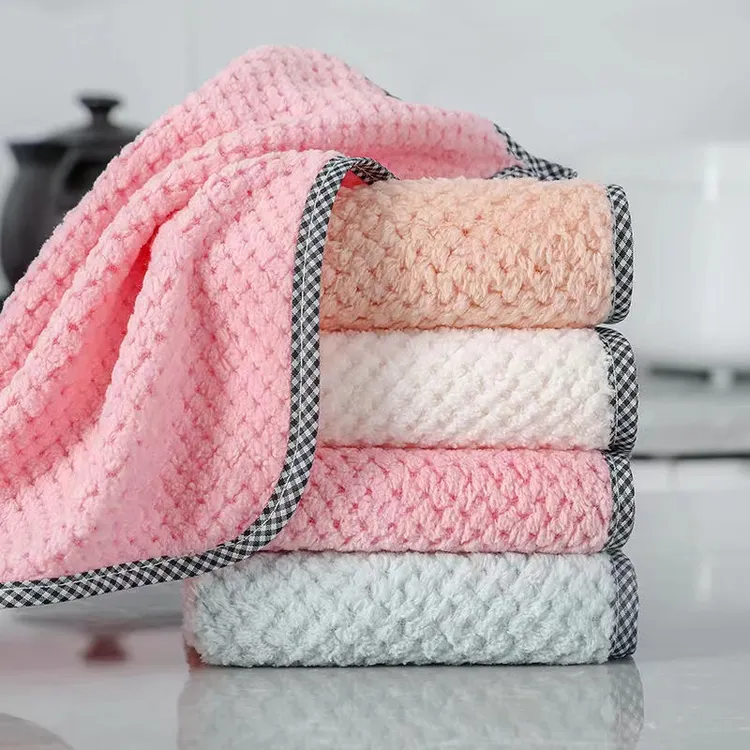 混色随机红色绿色强吸水厨房抹布清洁巾不沾油洗碗布家用去油