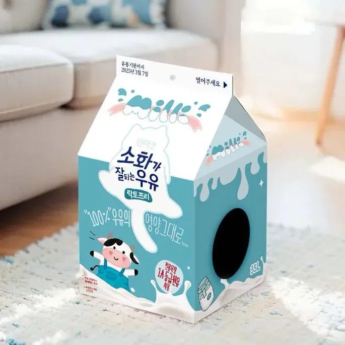 韩国猫抓板牛奶盒猫窝猫窝耐磨耐抓瓦楞纸猫沙发可替换宠物玩具