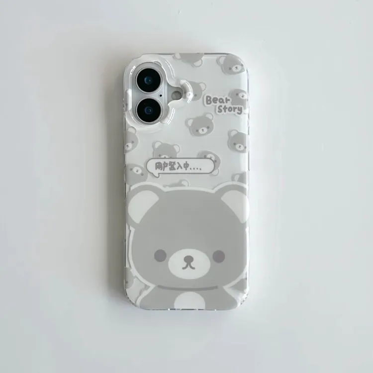 大脸轻松熊适用苹果17promax手机壳iPhone16新款防摔高级感网红15