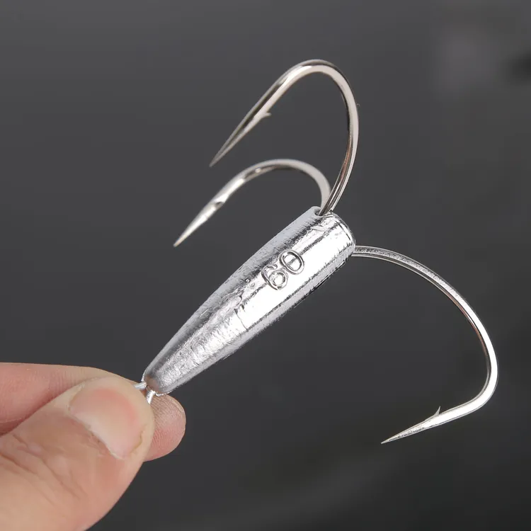 三爪钩三锚钩大号矛钩带铅锚钩鲢鱼鲢鳙挂鱼钩三毛钩钓鱼专用锚钩