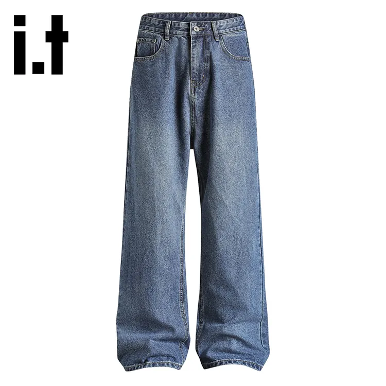 it:CHOCOOLATE美式复古水洗直筒牛仔裤男秋季新款宽松阔腿休闲裤