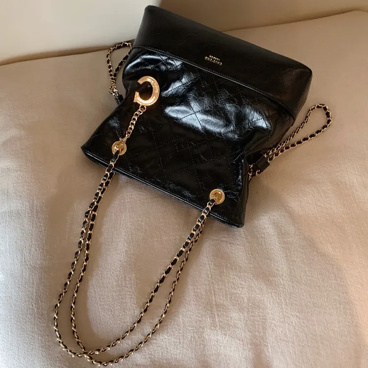 南风Chio2nd 托特包精致斜挎小包包女黑色时髦通勤链条包