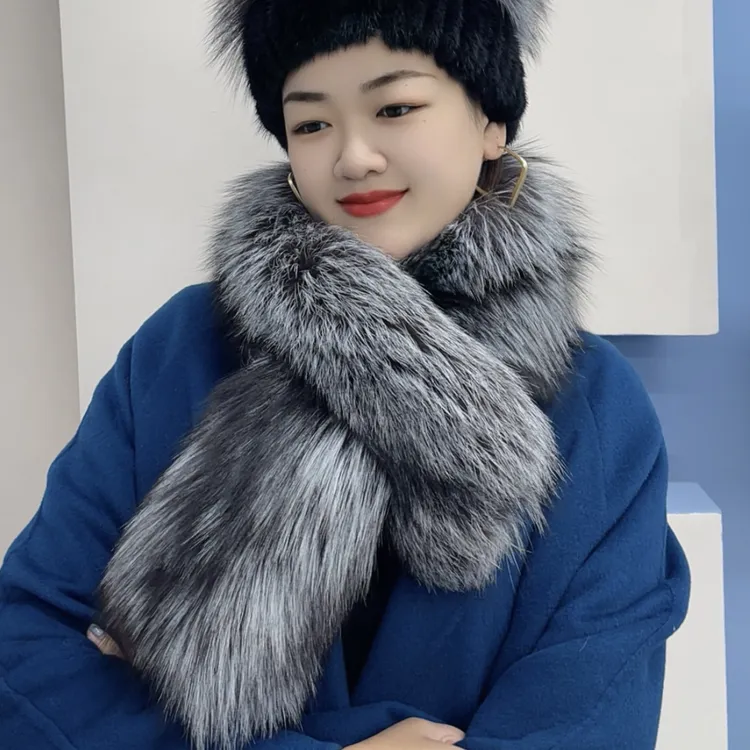 [双面围巾]狐狸毛围巾毛绒真毛皮草女整皮秋冬长款加厚毛毛围脖