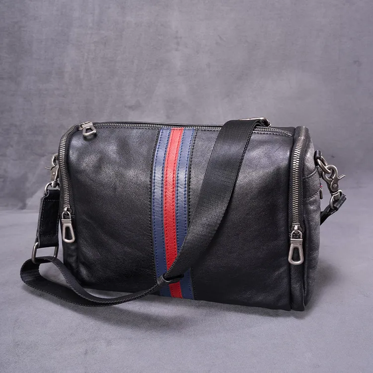 OL/轻奢 男士复古植鞣头层牛皮斜挎随身单肩包（尺寸长29高19宽9）