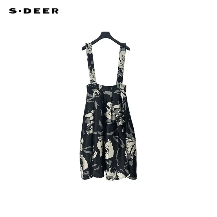 S·DEER圣迪奥女装高级感时尚气质轻奢设计感百搭背心裙S244Z2901