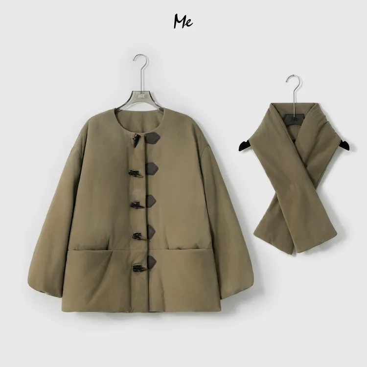 ME【冷杉真皮羽绒服（含围巾）】白鹅绒北纬37度小羊皮羽绒服MESA1642