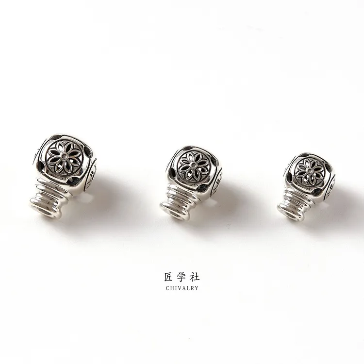 匠学社出品【梵花三通】文玩配饰银三通银佛头手串配饰108搭配