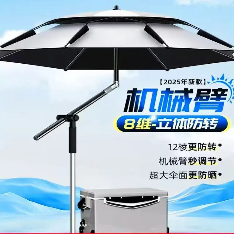 2024新款钓鱼伞户外遮阳伞钓鱼专用雨伞新型防暴晒拐杖大钓伞