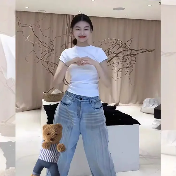 漂亮白色上衣女夏内搭打底衫设计感小众韩系chic圆领正肩短袖T恤