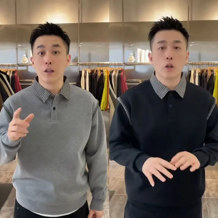 高品质休闲假两件卫衣男潮牌衬衫领上衣2025秋季新款男士打底衫