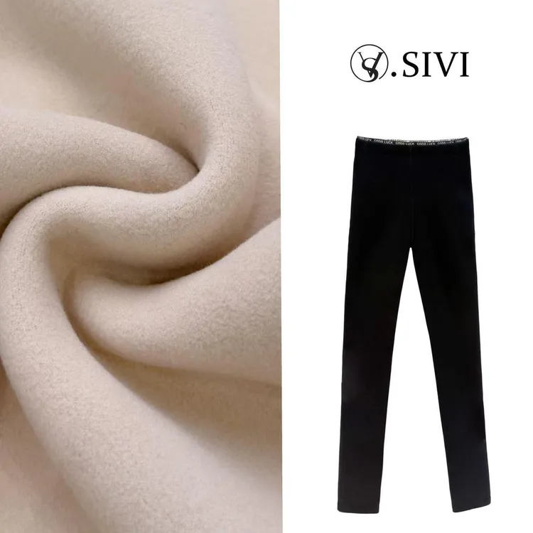 熙薇冬季新款蛋白绒高弹保暖显瘦设计师云朵芭比裤H6962