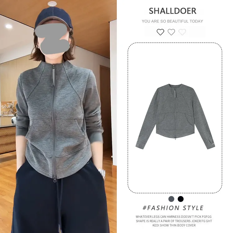 韩版时尚拼接立领纯色外套女2025秋季新款休闲设计感洋气百搭上衣