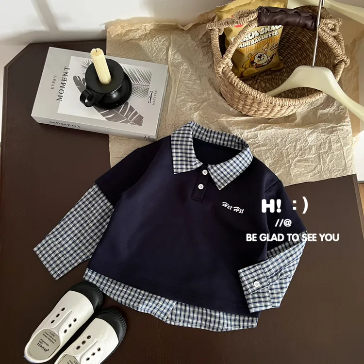 【现货】郝叔童品秋季新款男童潮牌2025洋气高货假两件POLO衫HQ5327
