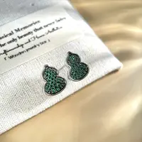 铜合金耳饰 1092高定设计师绿色葫芦耳钉