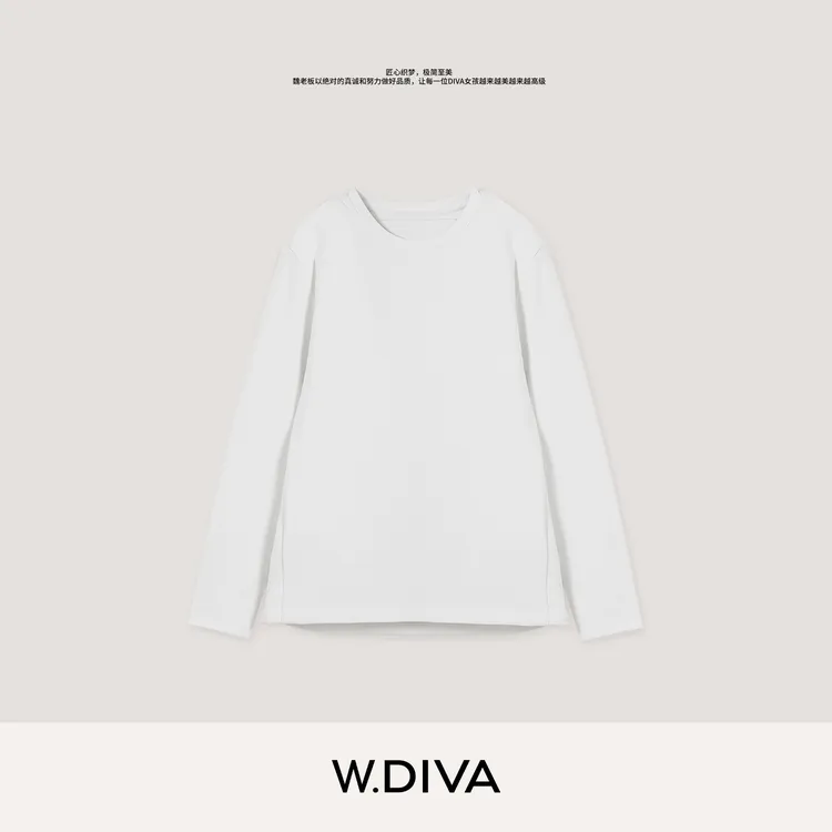 W.Diva【小暖炉】男女同款90鹅绒秋冬经典百搭圆领长袖T恤54T023289