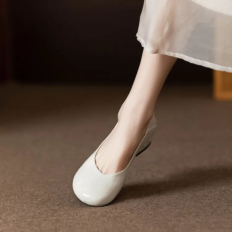 香港羊皮版真皮断码清仓法式复古浅口时尚单鞋女一脚蹬黑色通勤鞋