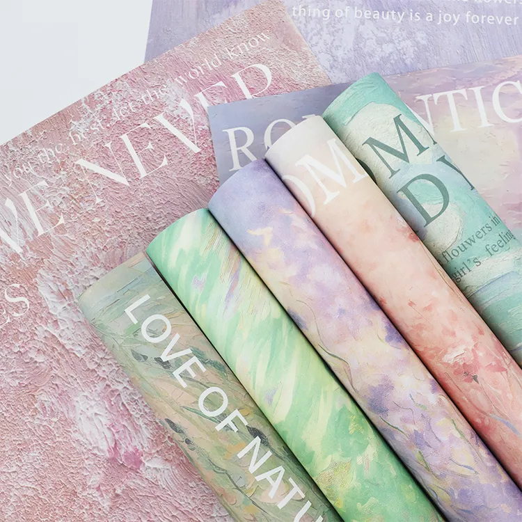 牛皮纸油画花艺熙梦花园包装纸花店西西里油画纸鲜花花纸包装材料