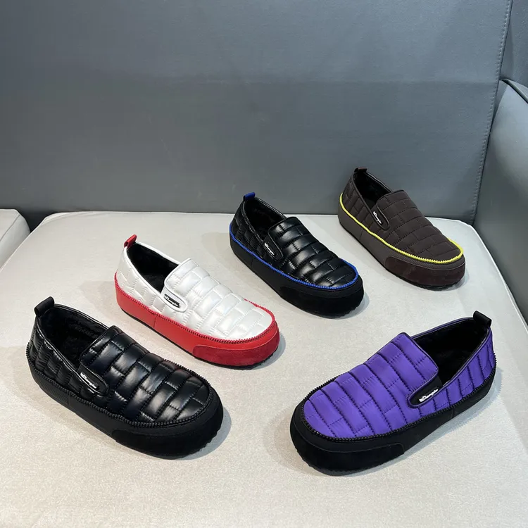 冬季加绒保暖一脚蹬棉鞋时尚格子软底软面舒适男士潮流休闲鞋轻奢