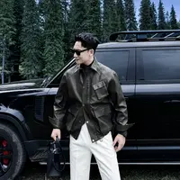 【DAIO ETHAN】秋冬男士纯色修身翻领领皮衣外套
