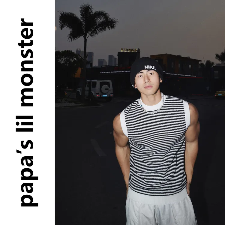 PAPASLILMONSTER美式黑白条纹短袖马甲小香风背心情侣小众坎肩