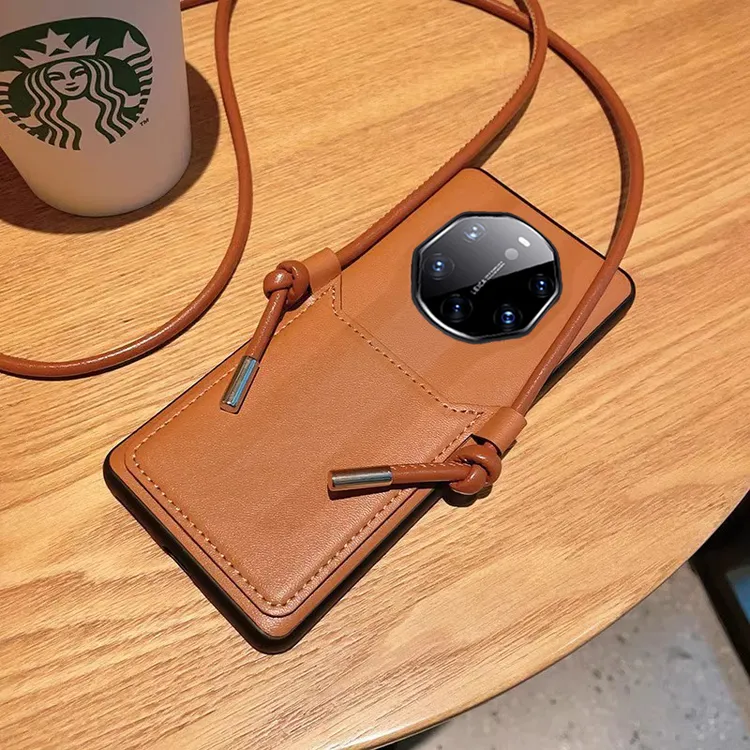 适用华为mate40rs保时捷手机壳女防滑保护壳全包高档套软高级斜跨