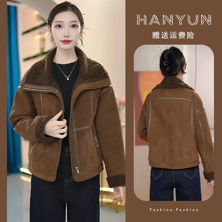 时尚气质高级感百搭外套女2025冬季新款加厚舒适显瘦休闲洋气上衣