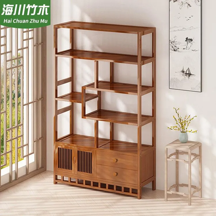 九牧王楠竹博古架多宝阁小型紫砂壶摆放架中式茶叶架子茶室置物架