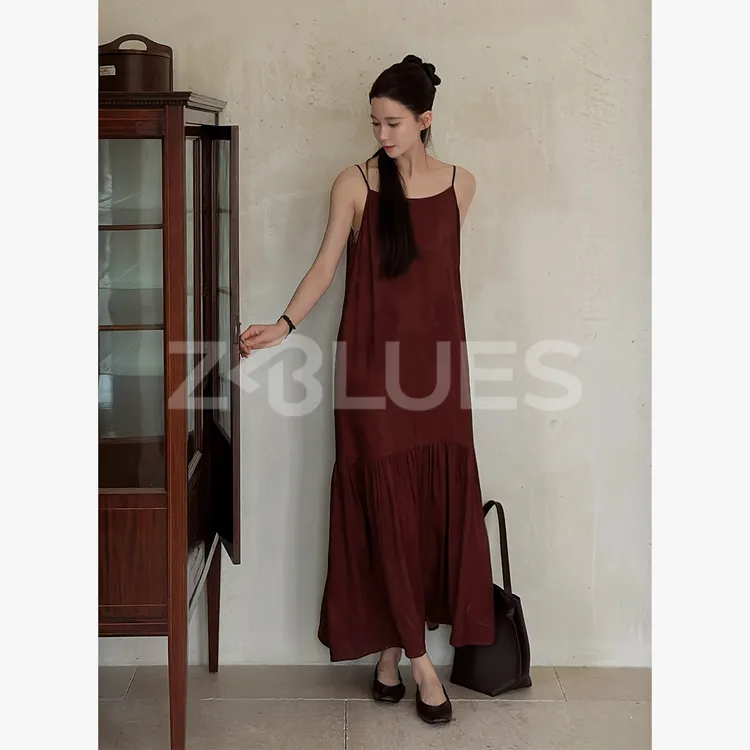 Z.blues【东方红芍药】28MM红云纱薯良染芍药花萝吊带裙YZXHJ8174